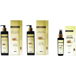                       HERBAGRACE Rice Water Combo of Shampoo, 200ml + Conditioner, 200ml + Facewash, 100ml (3 Items in the set)                                              