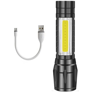 LED ABS 2 In 1 USB Chargeable Mini Flashlight Torch