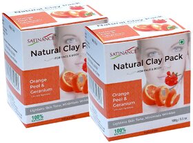 The Natural Clay Pack Orange Peel , Geranium 100g (Pack of 2) ( For Face  Skin, 100 Natural, For Skin Tightening)