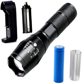 Zoomable Laser LED Metal Body Rechargeable 5 Mode Flashlight Torch
