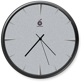 Homeberry- 26cm x 26cm Plastic & Glass Wall Clock - Cemented Wall(Solid Grey with Black Frame)