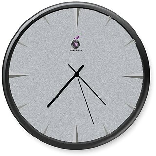                       Homeberry- 26cm x 26cm Plastic & Glass Wall Clock - Cemented Wall(Solid Grey with Black Frame)                                              