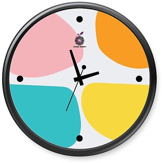Homeberry- 26cm x 26cm Plastic & Glass Wall Clock - Colored with Black Frame