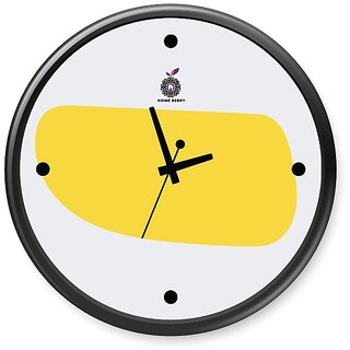 Homeberry- 26cm x 26cm Plastic & Glass Wall Clock - Sunny Yellow with Black Frame