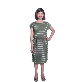 Buy Kid Kupboard Cotton Girls Dress Olive Green Sleeveless Crew Neck 9 10 Years KIDS4076 Online 1815 from ShopClues
