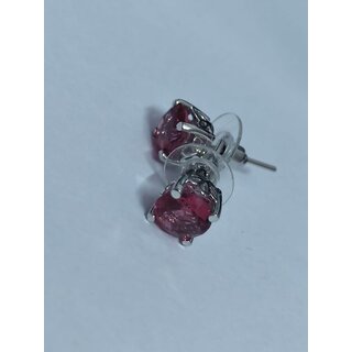 Ruby red stone earring silver plated stud earring for women girls Ruby red stone earring silver plated stud earring for women girls