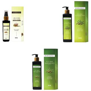                       HERBAGRACE Kit Includes Rice Water Facewash 100ml, Along with Tea Tree Range of Shampoo 200ml & Conditioner 200ml                                              