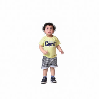                       Kid Kupboard Cotton Baby Boys T-Shirt, Yellow, Half-Sleeves, Crew Neck, 1-2 Years KIDS4118                                              
