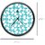 Homeberry- 26cm x 26cm Plastic & Glass Wall Clock - Blue Pattern (Geometrical, Black Frame)