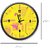 Homeberry- 26cm x 26cm Plastic & Glass Wall Clock - Trendy Prints (Abstract Design, Bright Colors with Black Frame)