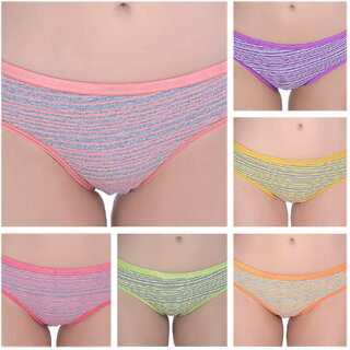 US Club Assn Women Cotton Hipster Panty Striped (Pack of 3) Assorted