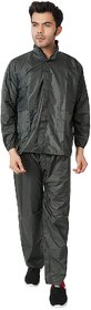 IIVAAS Men's Raincoat with Adjustable Hood, Stylish Jacket with Pockets, Waterproof Pant with Carrying Pouch Green