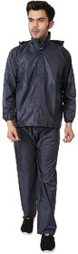 IIVAAS Men's Raincoat with Adjustable Hood, Stylish Jacket with Pockets, Waterproof Pant with Carrying Pouch
