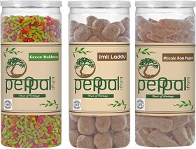 Green Mukhwas 200 g , Imli laddu 200 g and Masala Aam Papad 150 g