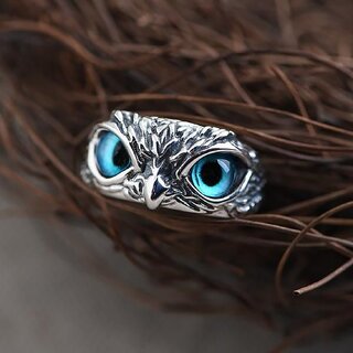                       Owl Ring, Eye ring,Adjustable ring, Summer Jewelry, Beautiful Owl Silver Rhodium Ring For Unisex                                              