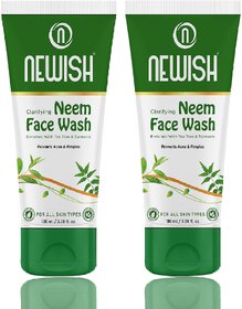 Newish Clarifying Neem Face Wash, Enriched With Aloevera, For Prevents Acne  Pimples, 100ml (Pack of 2)