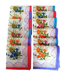 Global Gifts Set Of Premium Cotton [Multicolor] Handkerchief (Pack Of 12)