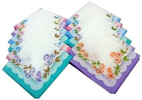 Global Gifts Set Of 24 Beautiful Hanndkerchief [Multicolor] Handkerchief (Pack Of 24)