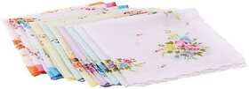 Global Gifts Set Of 12 Premium Cotton Handdkerchief [Multicolor] Handkerchief (Pack Of 12)