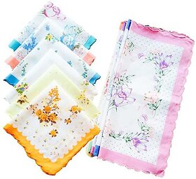 Global Gifts Set Of 24 Premium Cotton Handkerchief [Multicolor] Handkerchief (Pack Of 24)