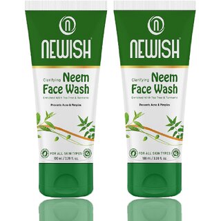                       Newish Clarifying Neem Face Wash, Enriched With Aloevera, For Prevents Acne  Pimples, 100ml (Pack of 2)                                              