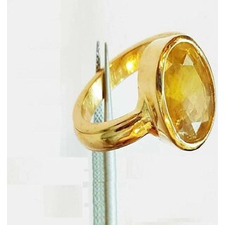                       5.42 carats yellow sapphire ring  Panchdhatu Gold Plating Astrological Ring for Men Women BY Jaipur Gemstone                                              