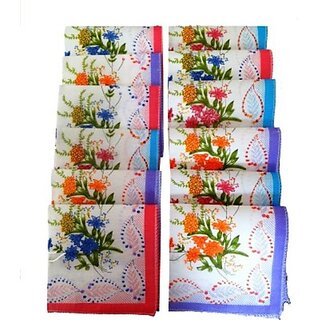                       Global Gifts Set Of Premium Cotton [Multicolor] Handkerchief (Pack Of 12)                                              