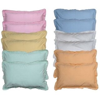                       Global Gifts Plain Cotton Filled Flap Standard Size Pillow Protector (12, Multicolor)                                              