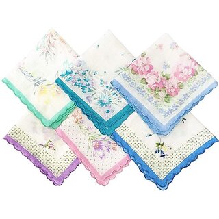                       Instalifeglobal Soft Cotton Floral Pattern Handkerchief For Women, Girl And Kid - Pack Of 06 (Multicolour, Large) [Multicolor] Handkerchief (Pack Of 6)                                              
