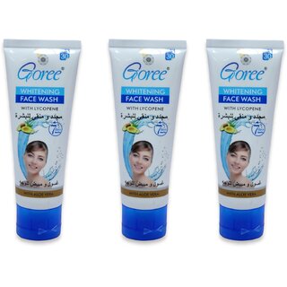                       Goree Whitening Face wash WITH LYCOPENE and Avocado And Aloevera 70ml (Pack Of 3)                                              