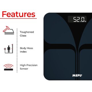 Mepl Bluetooth Digital Semi Smart Scale Weighing Machine - Black