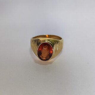                       Natural Original Certified Hessonite Garnet (Gomed) Astrological Gemstone Adjustable Ring 16 - 24 for Men and WOMEN                                              