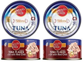 Golden Prize Tuna Sandwich Flakes in Oil with Red Chili 185Gms Each - Pack of 2 Units