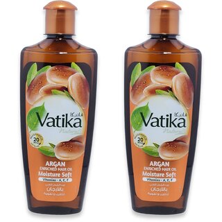                       Vatika Argan Moisture Soft With Vitamin a e f Enriched Hair Oil 200ml (Pack of 2)                                              
