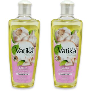                      Vatika Garlic Promotes Natural hair Growth With Vitamin a e f Enriched Hair Oil 200ml (Pack of 2)                                              