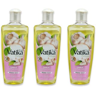                       Vatika Garlic Promotes Natural hair Growth With Vitamin a e f Enriched Hair Oil 200ml (Pack of 3)                                              