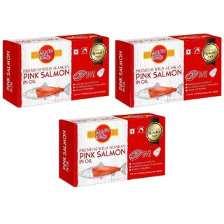Golden Prize Pink Salmon Fillets in Oil 115Gms Each - Pack of 3 Units