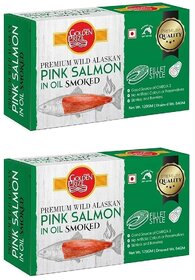 Golden Prize Smoked Pink Salmon Fillets in Oil 115Gms Each - Pack of 2 Units