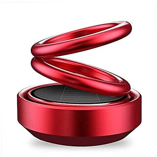                       The Cosmetic Town Solar Car Fragrance Double Ring Rotating Car Aromatherapy Home Office Air Fresher Decoration Perfume Diffuser (Red)                                              