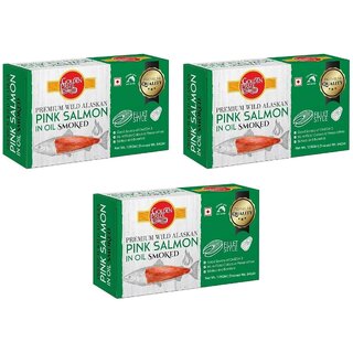 Golden Prize Smoked Pink Salmon Fillets in Oil 115Gms Each - Pack of 3 Units