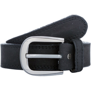                       Exotique Men's Black Casual Genuine Leather Belt  (BM0015BK)                                              