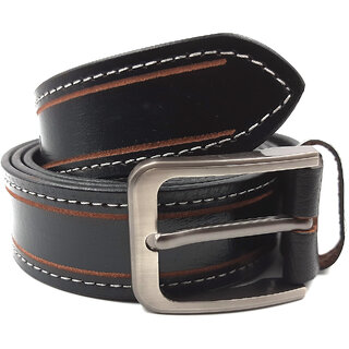                       Exotique Men's Black Casual Genuine Leather Belt  (BM0079BK)                                              