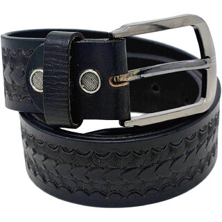                       Exotique Men's Black Casual Genuine Leather Belt  (BM0094BK)                                              