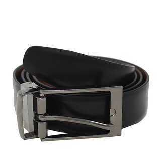                       Exotique Men's Black/Brown Formal Reversible  Genuine Leather Belt  (BM0097BK)                                              