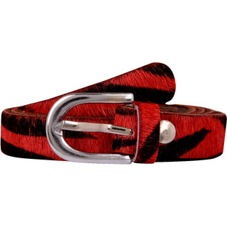                       Exotique Red Casual Faux Leather Belt For Women (BW0015RD)                                              