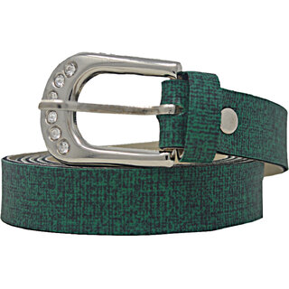                       Exotique Green Formal Faux Leather Belt For Women (BW0020GR)                                              