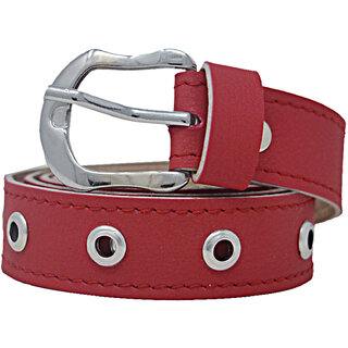                       Exotique Red Casual Faux Leather Belt For Women (BW0021RD)                                              