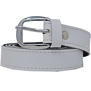                       Exotique White Casual Faux Leather Belt For Women (BW0022WT)                                              