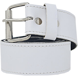                       Exotique White Casual Faux Leather Belt For Women (BW0024WT)                                              
