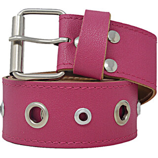                       Exotique Pink Casual Faux Leather Belt For Women (BW0025PK)                                              